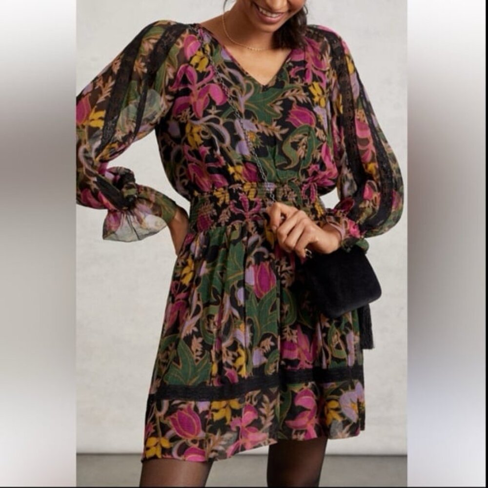 Anthropologie Genevieve Lace Mini Dress